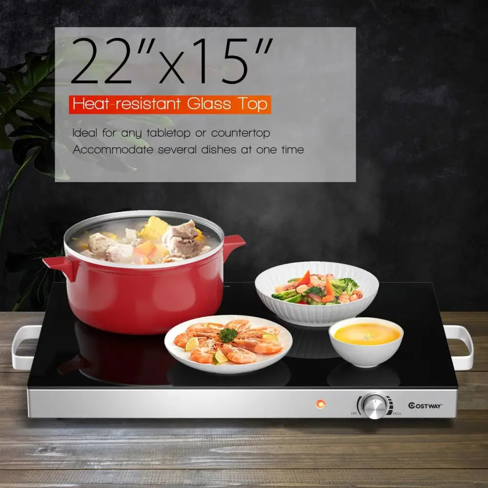 22 x 14 Inch Electric Warming Tray Hot Plate Dish Warmer with Adjustable Temperature Costway
