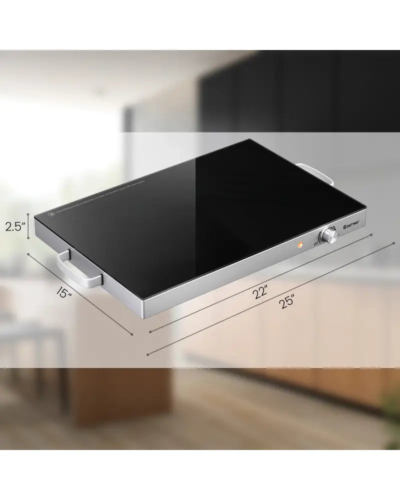 22 x 14 Inch Electric Warming Tray Hot Plate Dish Warmer with Adjustable Temperature - Silver - Food Warmers & Burners