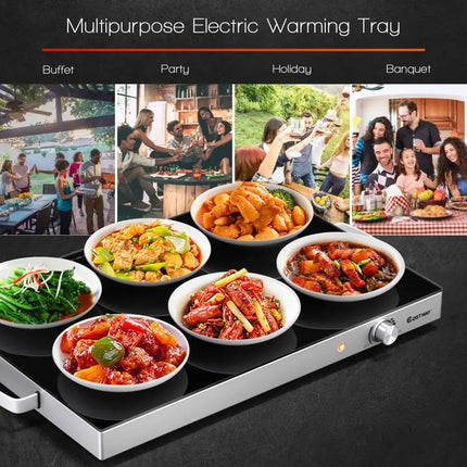 22 x 14 Inch Electric Warming Tray Hot Plate Dish Warmer with Adjustable Temperature Costway