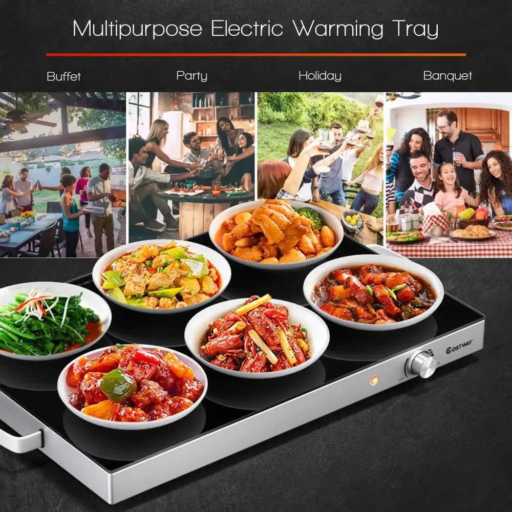22 x 14 Inch Electric Warming Tray Hot Plate Dish Warmer with Adjustable Temperature Costway