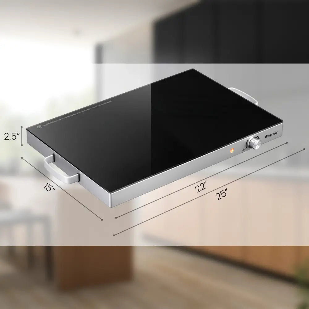 22 x 14 Inch Electric Warming Tray Hot Plate Dish Warmer with Adjustable Temperature - Silver - Food Warmers & Burners