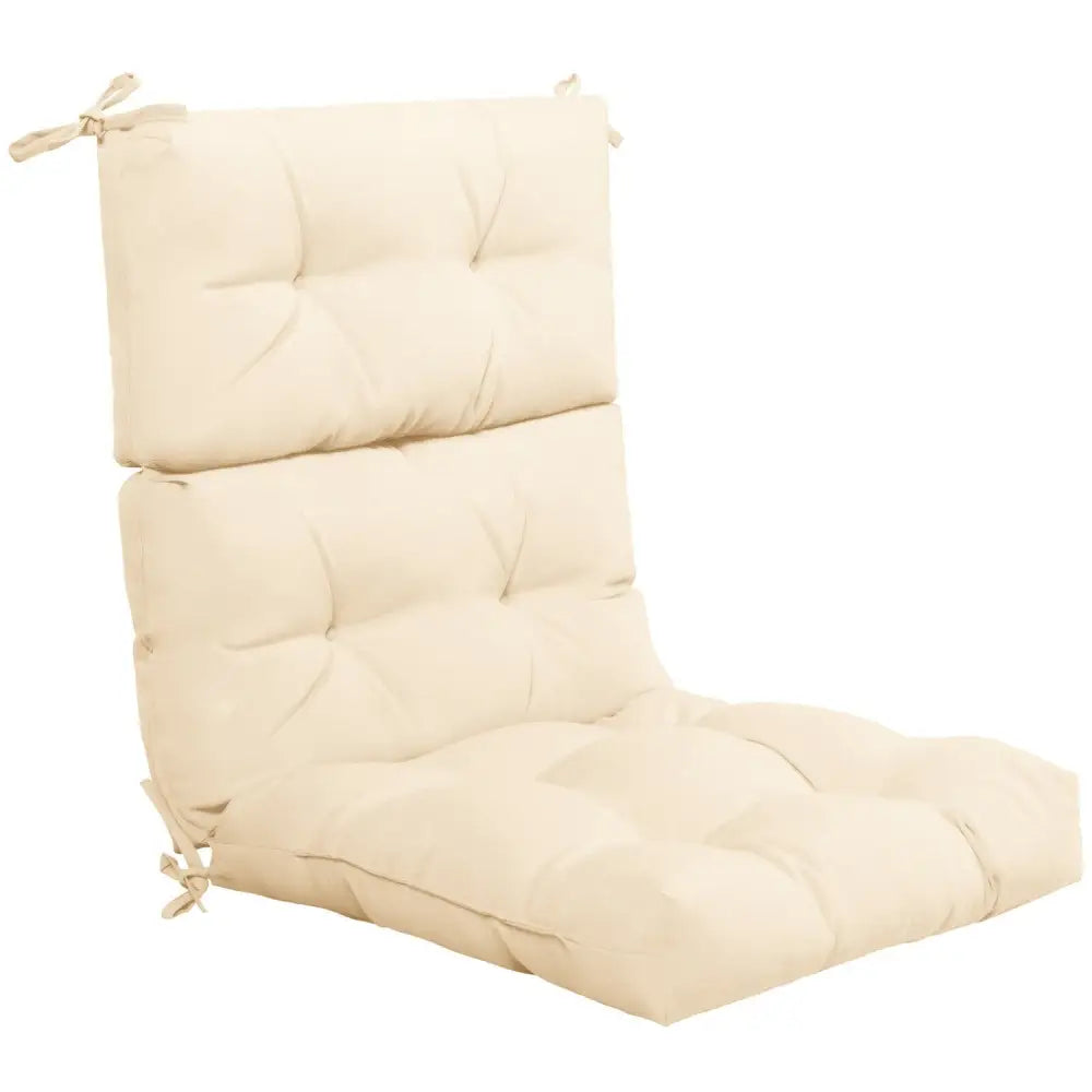 22 x 44 Inch Tufted Outdoor Patio Chair Seating Pad-Beige - Beige - Outdoor Furniture Accessories
