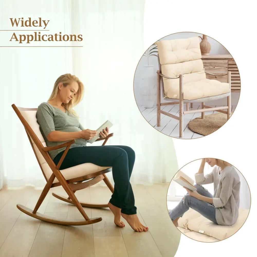22 x 44 Inch Tufted Outdoor Patio Chair Seating Pad-Beige - Beige - Outdoor Furniture Accessories
