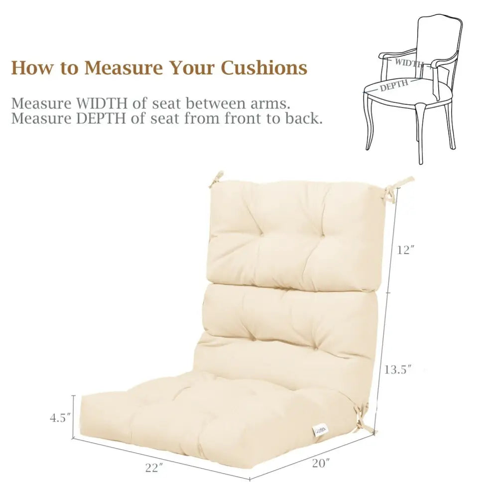 22 x 44 Inch Tufted Outdoor Patio Chair Seating Pad-Beige - Beige - Outdoor Furniture Accessories