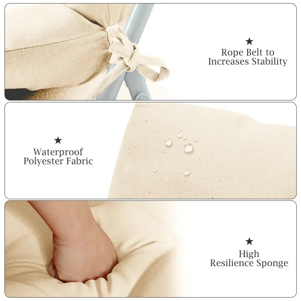 22 x 44 Inch Tufted Outdoor Patio Chair Seating Pad-Beige - Beige - Outdoor Furniture Accessories