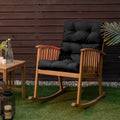 22 x 44 Inch Tufted Outdoor Patio Chair Seating Pad-Black - Black - Outdoor Furniture Accessories