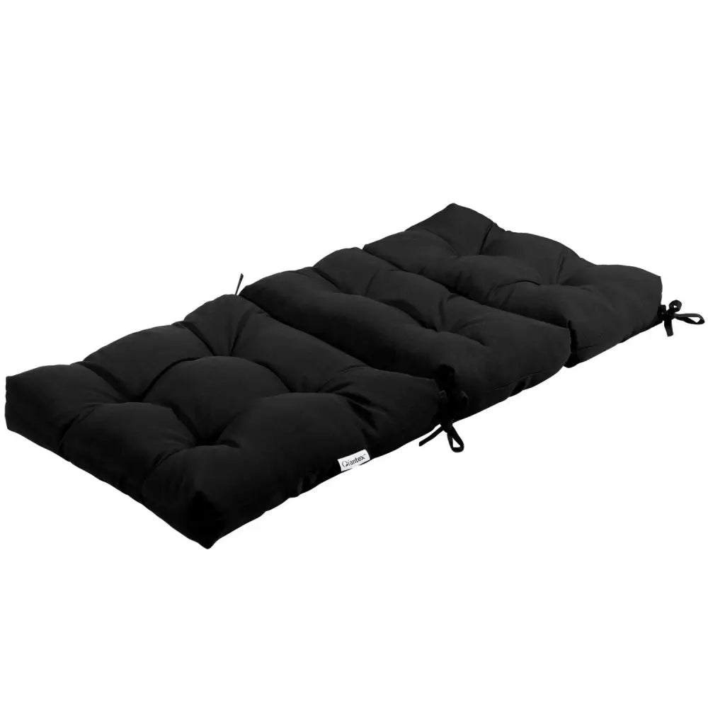 22 x 44 Inch Tufted Outdoor Patio Chair Seating Pad-Black - Black - Outdoor Furniture Accessories