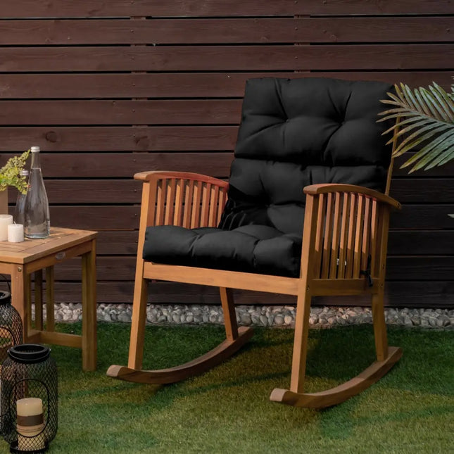 22 x 44 Inch Tufted Outdoor Patio Chair Seating Pad-Black - Black - Outdoor Furniture Accessories