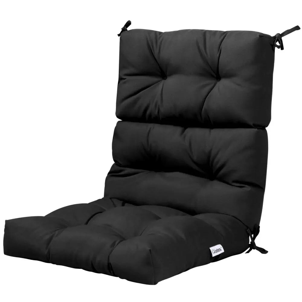 22 x 44 Inch Tufted Outdoor Patio Chair Seating Pad-Black - Black - Outdoor Furniture Accessories