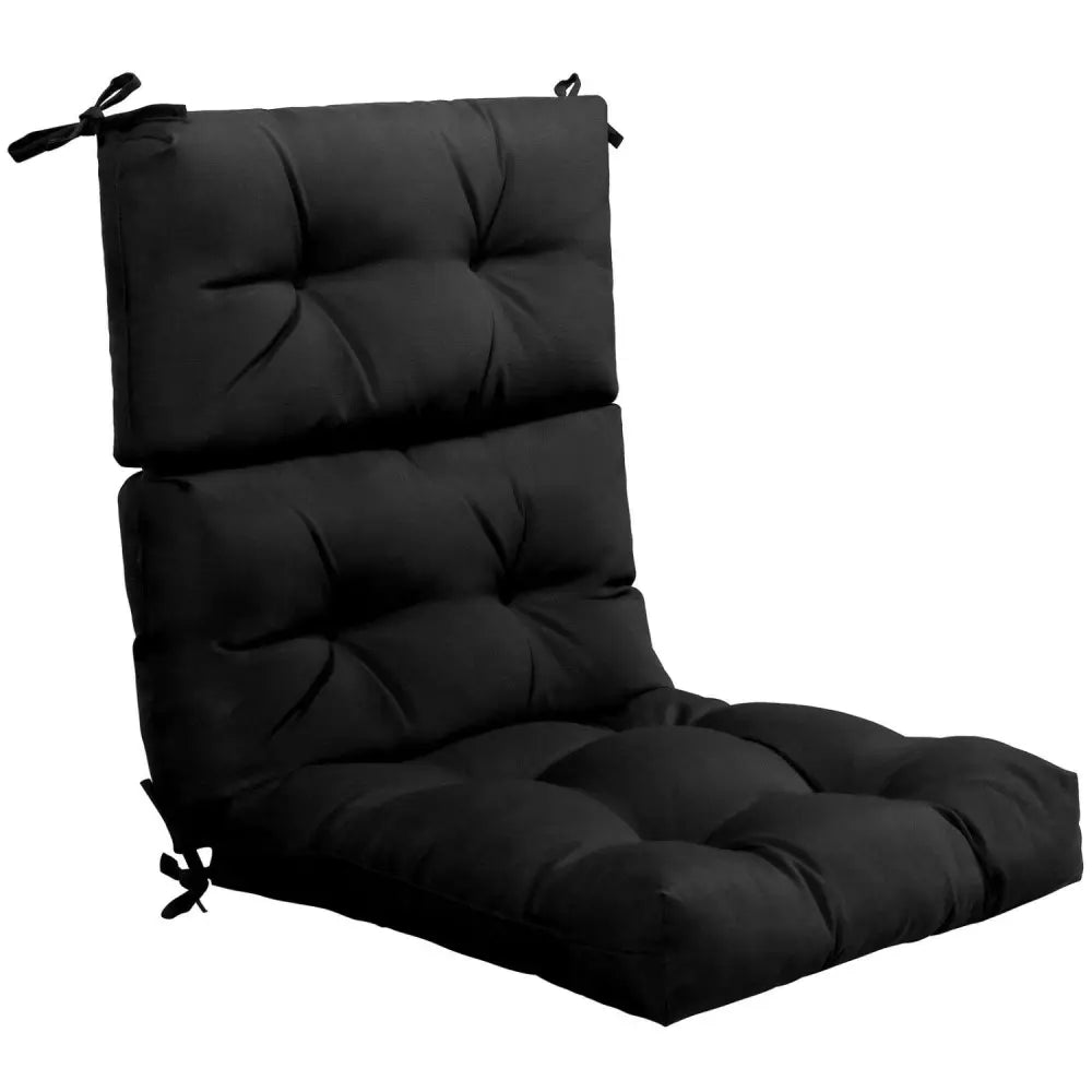 22 x 44 Inch Tufted Outdoor Patio Chair Seating Pad-Black - Black - Outdoor Furniture Accessories
