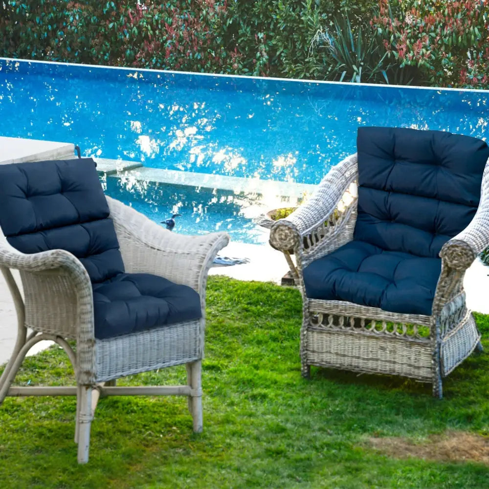 22 x 44 Inch Tufted Outdoor Patio Chair Seating Pad-Blue - Blue - Outdoor Furniture Accessories