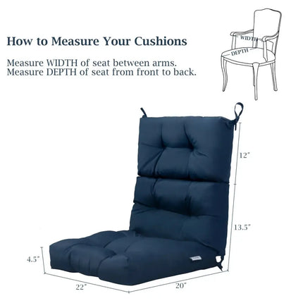 22 x 44 Inch Tufted Outdoor Patio Chair Seating Pad-Blue - Blue - Outdoor Furniture Accessories