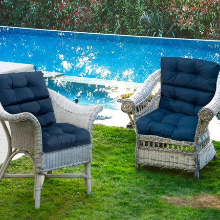 22 x 44 Inch Tufted Outdoor Patio Chair Seating Pad-Blue - Blue - Outdoor Furniture Accessories