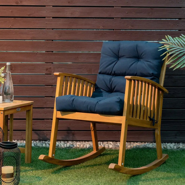 22 x 44 Inch Tufted Outdoor Patio Chair Seating Pad-Blue - Blue - Outdoor Furniture Accessories