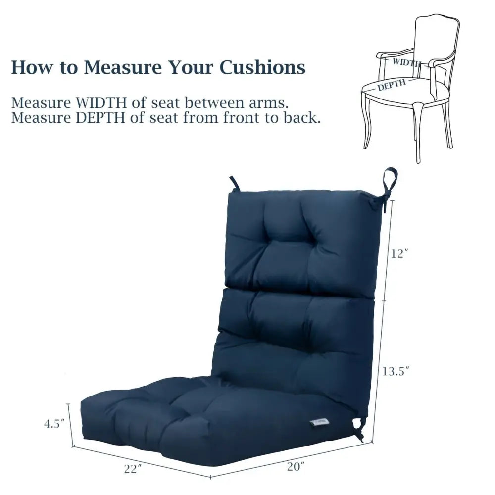 22 x 44 Inch Tufted Outdoor Patio Chair Seating Pad-Blue - Blue - Outdoor Furniture Accessories