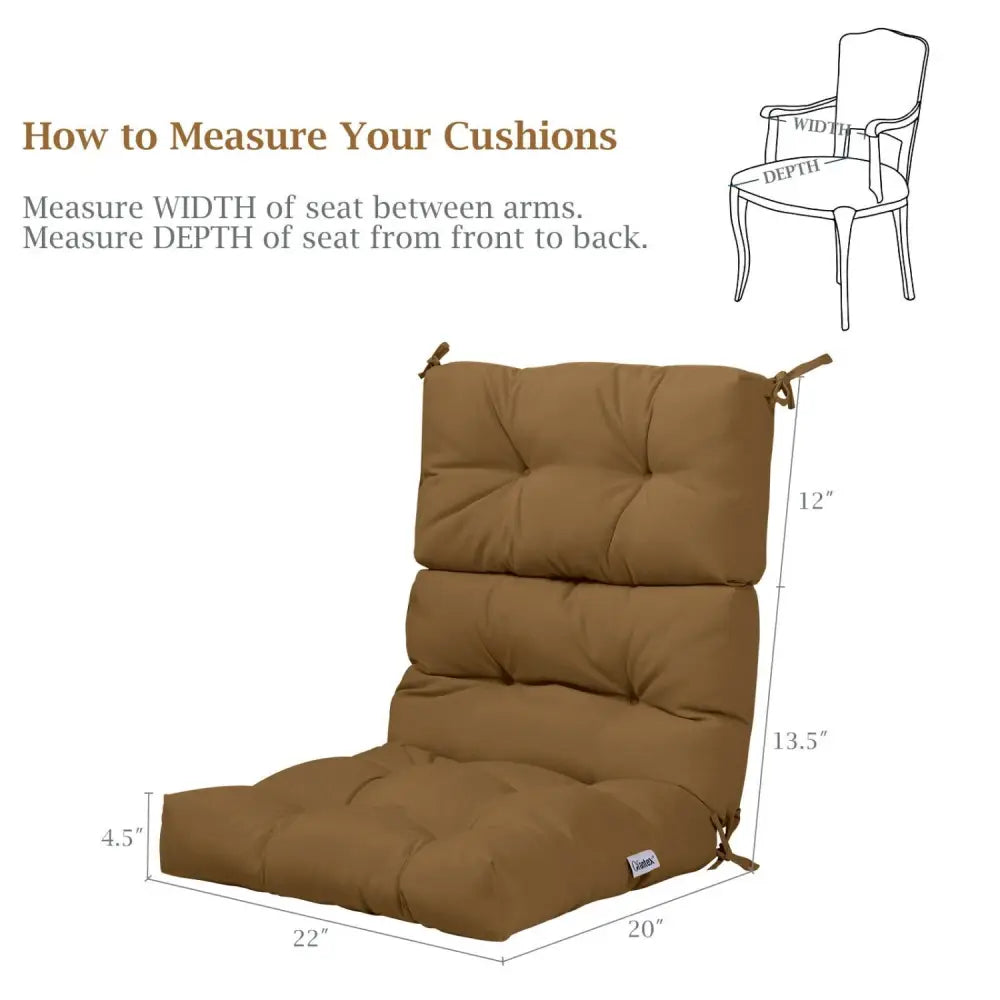 22 x 44 Inch Tufted Outdoor Patio Chair Seating Pad-Brown - Brown - Outdoor Furniture Accessories
