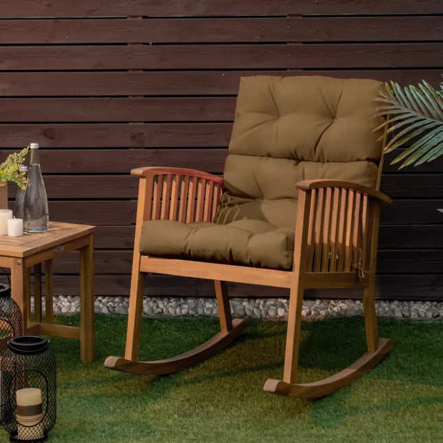 22 x 44 Inch Tufted Outdoor Patio Chair Seating Pad-Brown - Brown - Outdoor Furniture Accessories