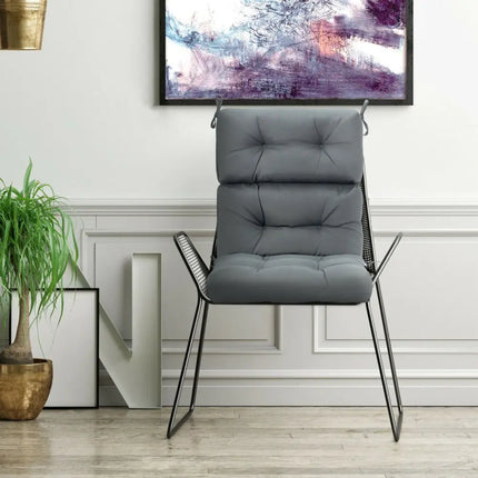 22 x 44 Inch Tufted Outdoor Patio Chair Seating Pad-Gray - Gray - Outdoor Furniture Accessories