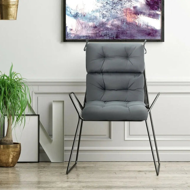 22 x 44 Inch Tufted Outdoor Patio Chair Seating Pad-Gray - Gray - Outdoor Furniture Accessories
