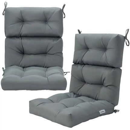 22 x 44 Inch Tufted Outdoor Patio Chair Seating Pad-Gray - Gray - Outdoor Furniture Accessories