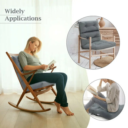 22 x 44 Inch Tufted Outdoor Patio Chair Seating Pad-Gray - Gray - Outdoor Furniture Accessories