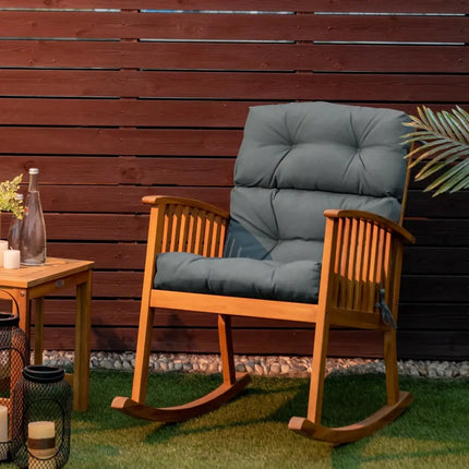 22 x 44 Inch Tufted Outdoor Patio Chair Seating Pad-Gray - Gray - Outdoor Furniture Accessories