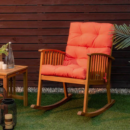 22 x 44 Inch Tufted Outdoor Patio Chair Seating Pad-Orange - Orange - Outdoor Furniture Accessories