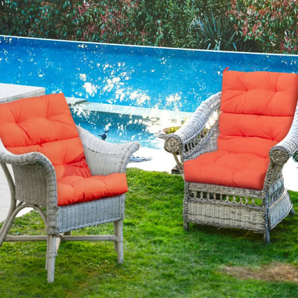 22 x 44 Inch Tufted Outdoor Patio Chair Seating Pad-Orange - Orange - Outdoor Furniture Accessories