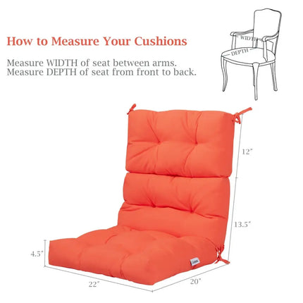 22 x 44 Inch Tufted Outdoor Patio Chair Seating Pad-Orange - Orange - Outdoor Furniture Accessories