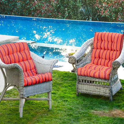 22 x 44 Inch Tufted Outdoor Patio Chair Seating Pad-Red - Red - Outdoor Furniture Accessories