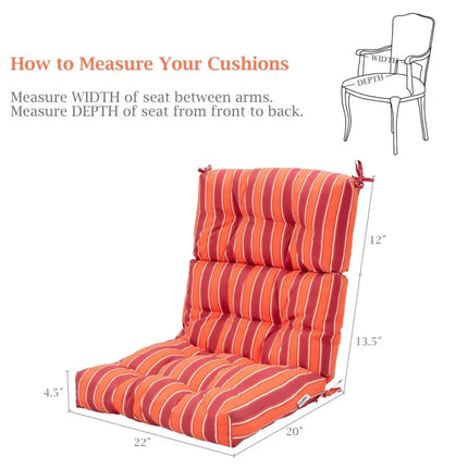22 x 44 Inch Tufted Outdoor Patio Chair Seating Pad-Red - Red - Outdoor Furniture Accessories