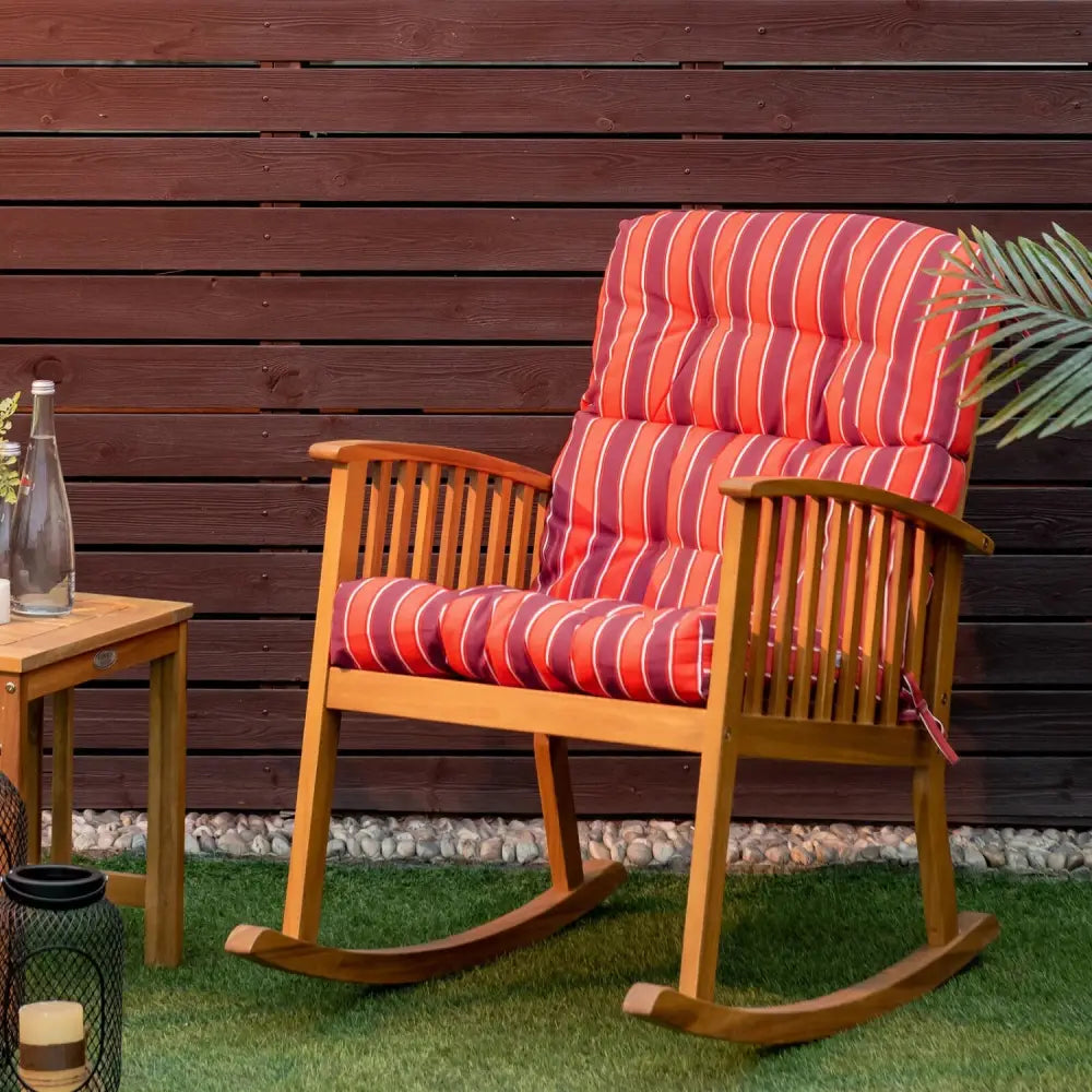 22 x 44 Inch Tufted Outdoor Patio Chair Seating Pad-Red - Red - Outdoor Furniture Accessories