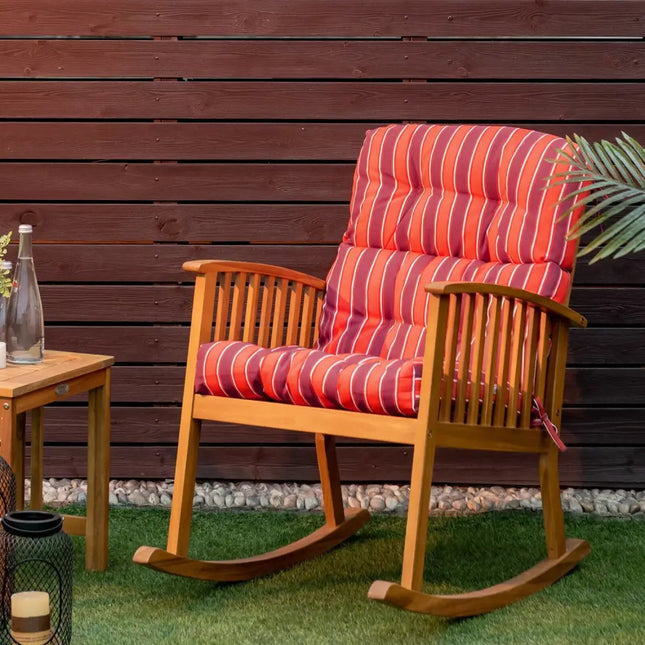 22 x 44 Inch Tufted Outdoor Patio Chair Seating Pad-Red - Red - Outdoor Furniture Accessories