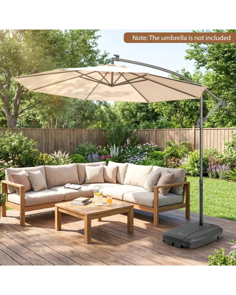220 LBS Cantilever Patio Umbrella Base Stand with Wheels Fillable offset Umbrella Stand-Black - Black - Outdoor