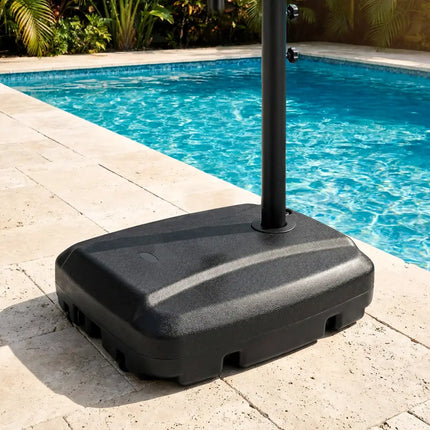220 LBS Cantilever Patio Umbrella Base Stand with Wheels Fillable offset Umbrella Stand-Black - Black - Outdoor