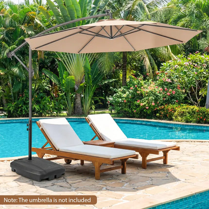 220 LBS Cantilever Patio Umbrella Base Stand with Wheels Fillable offset Umbrella Stand-Black - Black - Outdoor
