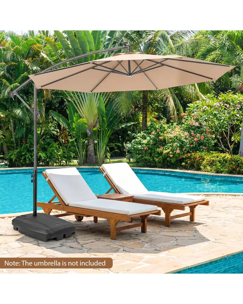 220 LBS Cantilever Patio Umbrella Base Stand with Wheels Fillable offset Umbrella Stand-Black - Black - Outdoor