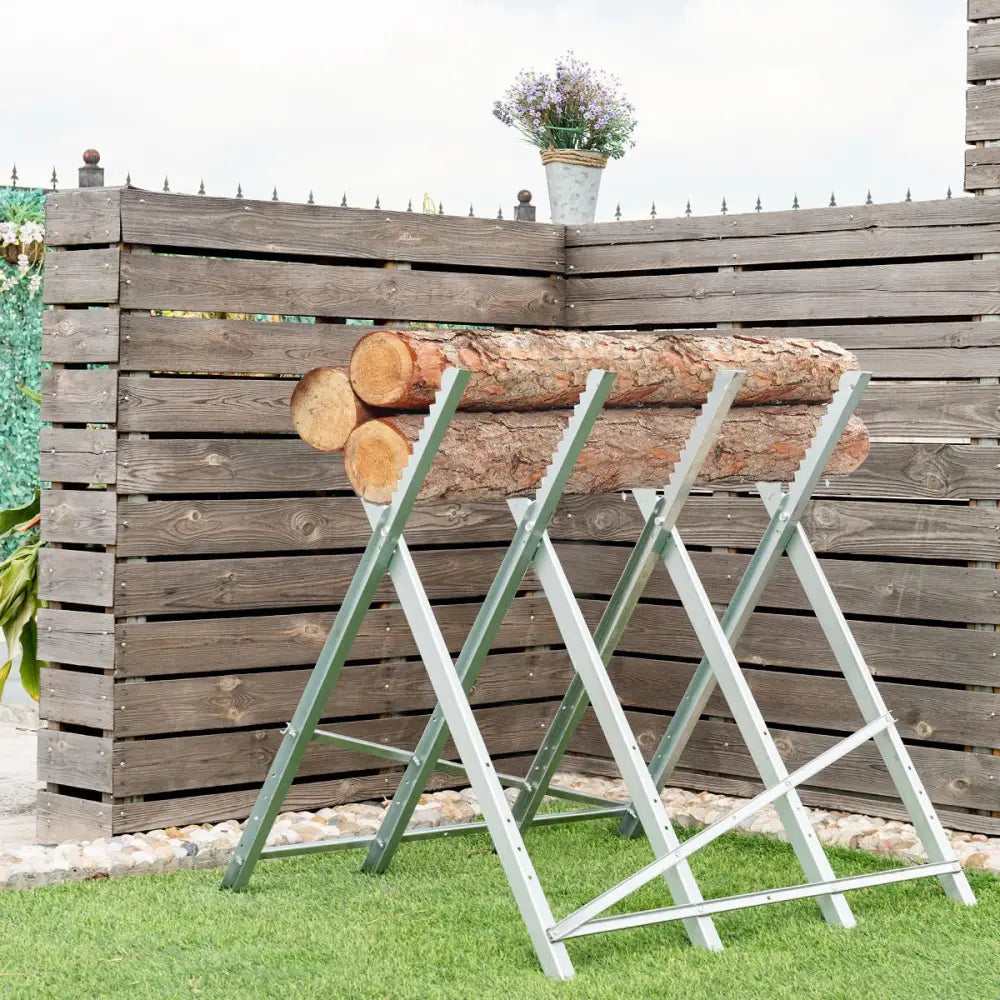220 lbs Heavy Duty Portable Foldable Steel Sawhorse - Silver - Garages