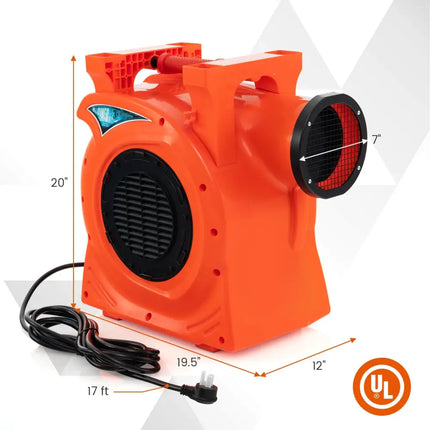 2200W 3 HP Commercial Air Blower for Giant Outdoor Inflatable Bounce House - Orange - Air Blowers