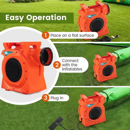 2200W 3 HP Commercial Air Blower for Giant Outdoor Inflatable Bounce House - Orange - Air Blowers
