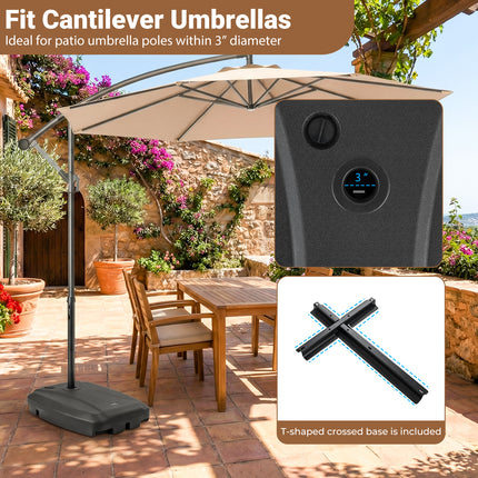 220 LBS Cantilever Patio Umbrella Base Stand with Wheels Fillable offset Umbrella Stand-Black