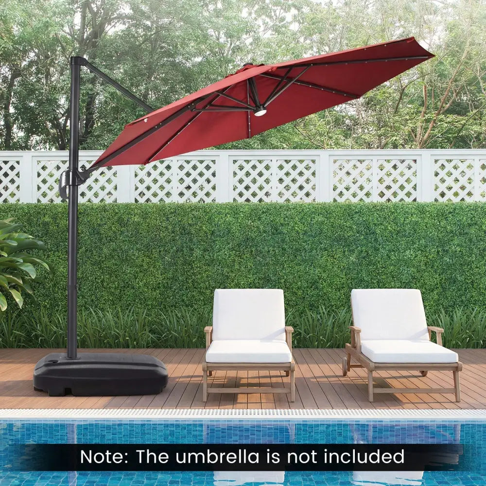 225 LBS Cantilever Patio Umbrella Base with Wheels and Crossed Base - Outdoor Umbrella Bases