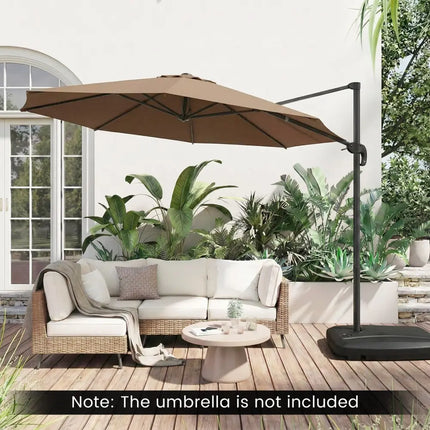 225 LBS Cantilever Patio Umbrella Base with Wheels and Crossed Base - Outdoor Umbrella Bases