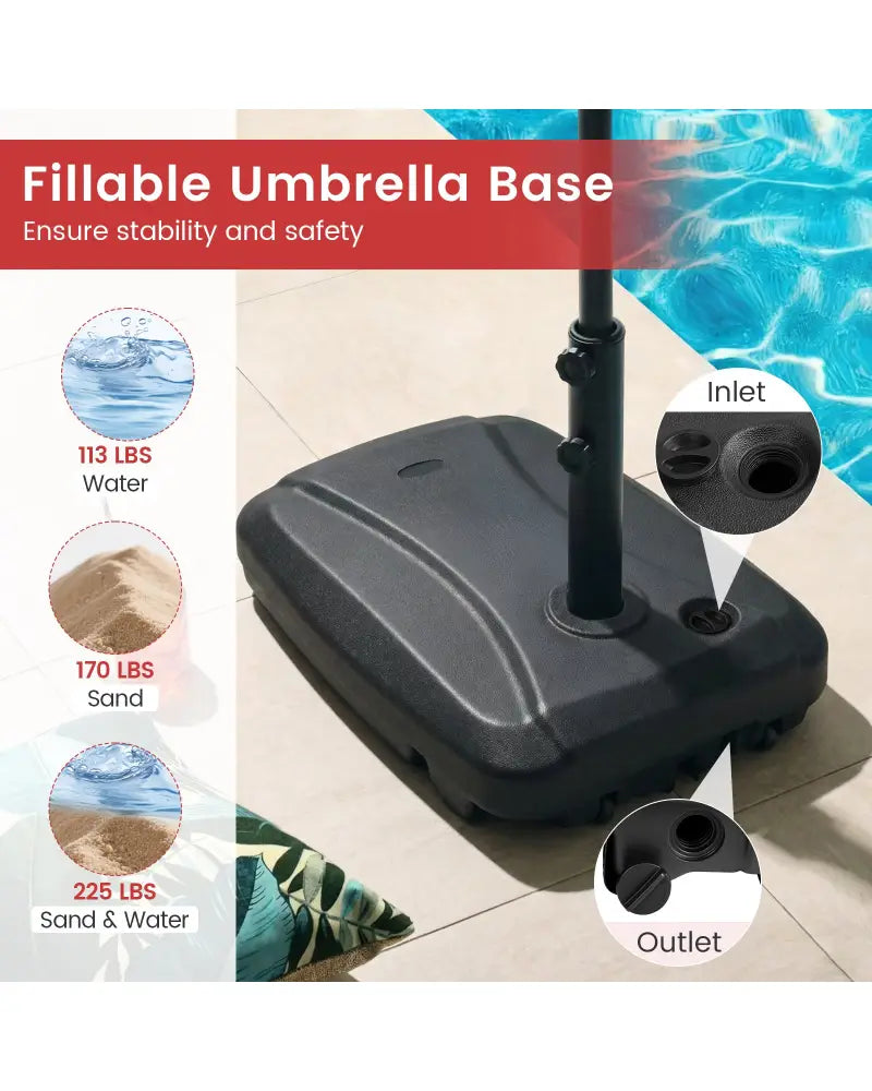 225 LBS Cantilever Patio Umbrella Base with Wheels and Crossed Base - Outdoor Umbrella Bases
