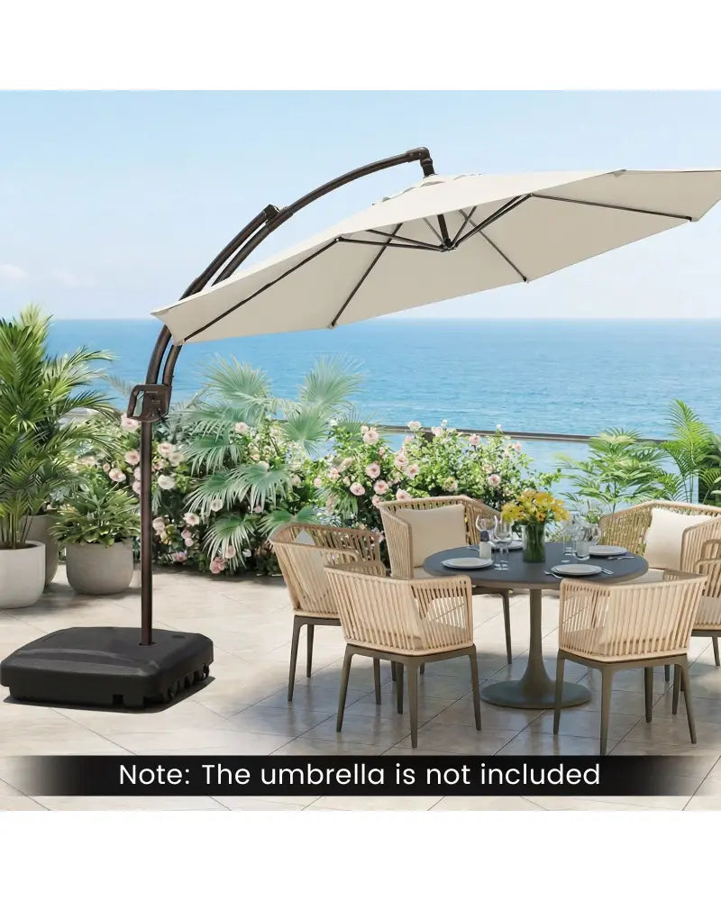 225 LBS Cantilever Patio Umbrella Base with Wheels and Crossed Base - Outdoor Umbrella Bases