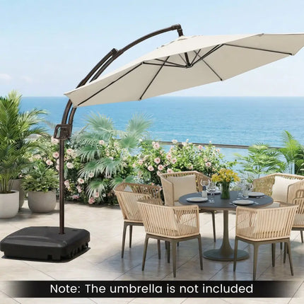 225 LBS Cantilever Patio Umbrella Base with Wheels and Crossed Base - Outdoor Umbrella Bases
