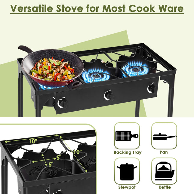 225000 BTU Portable Propane 3 Burner Gas Cooker - Oasis Home Essentials