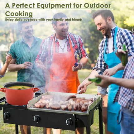 225000 BTU Portable Propane 3 Burner Gas Cooker - Black - Outdoor Grills