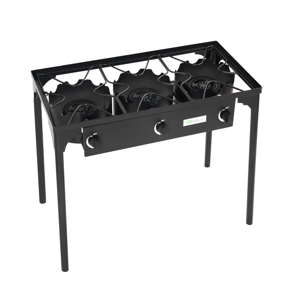 225000 BTU Portable Propane 3 Burner Gas Cooker - Black - Outdoor Grills
