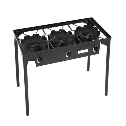 225000 BTU Portable Propane 3 Burner Gas Cooker - Black - Outdoor Grills